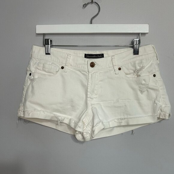 Abercrombie & Fitch Women’s White Denim Jean Short Shorts Size 27” 2 - Picture 1 of 5